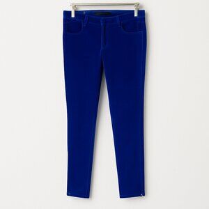 Victoria Beckham Royal Blue Velvet Pants Women’s 27 Slim Fit Trousers